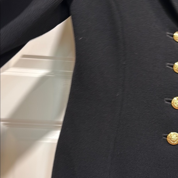 St. John Black Women's hip length knit Blazer with St John’s famous gold buttons - Picture 3 of 11
